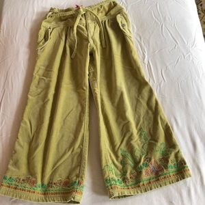 Oilily Girls SZ 8 Velvet Embroidered flare pants